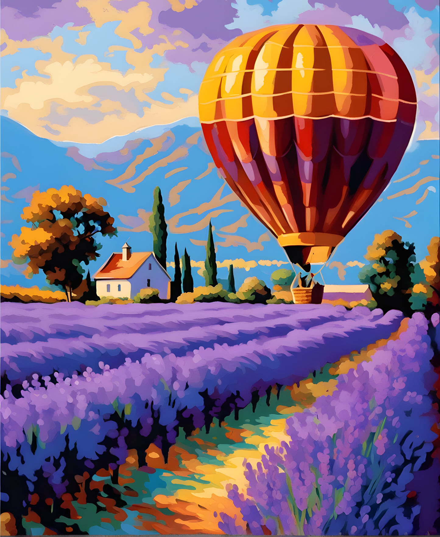 Hot Air Balloon Lavender Field - Van-Go Paint-By-Number Kit