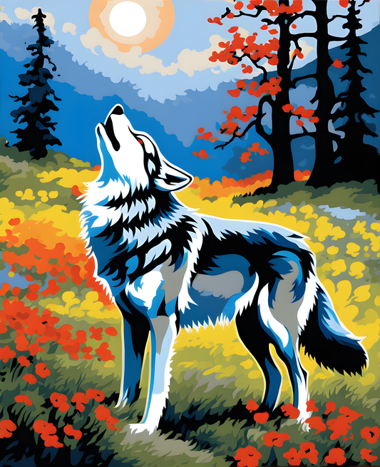 Wolves Collection PD (5) - Howling wolf - Van-Go Paint-By-Number Kit