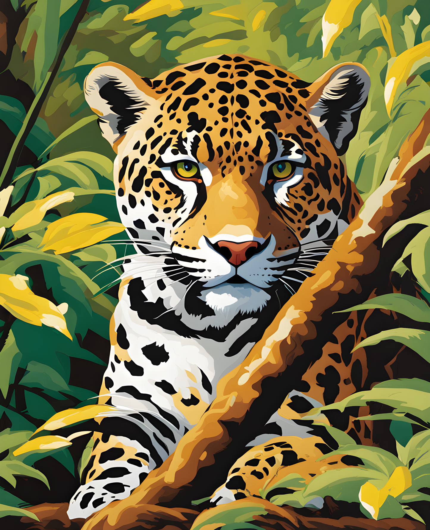 Painting by Numbers Kit of Hunting Jaguar Big Cat PD (2)