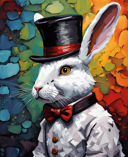 A White Rabbit in Black Top Hat (1) - Van-Go Paint-By-Number Kit