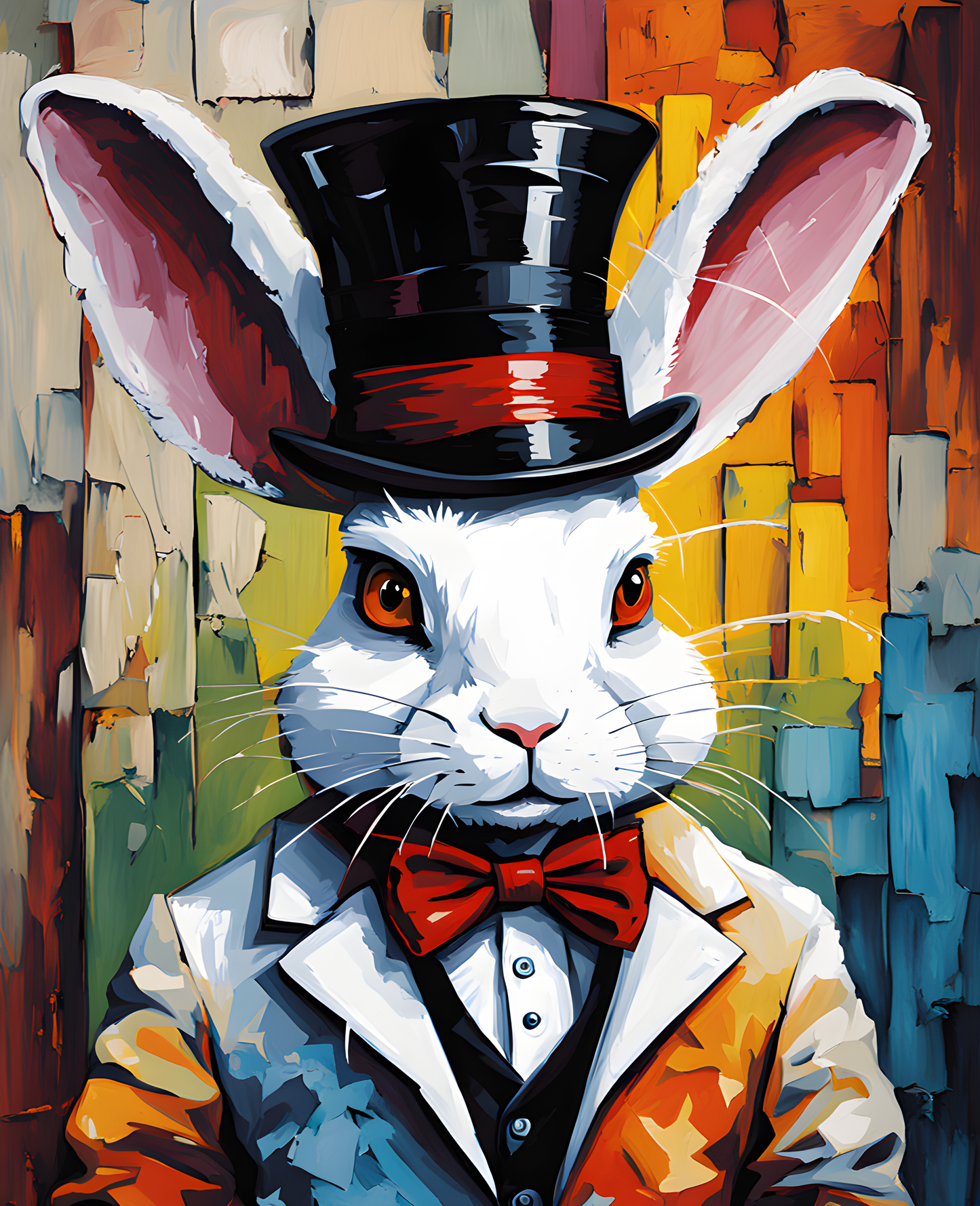 A White Rabbit in Black Top Hat (2) - Van-Go Paint-By-Number Kit