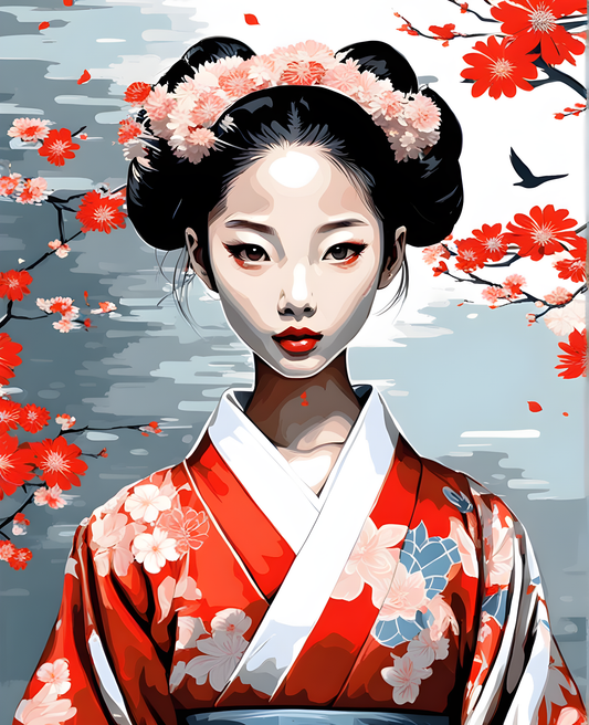 Japanese Kimono Girl PD (1) - Van-Go Paint-By-Number Kit