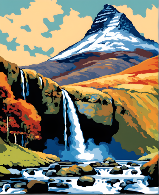 Iceland Collection PD (14) - Kirkjufellsfoss - Van-Go Paint-By-Number Kit