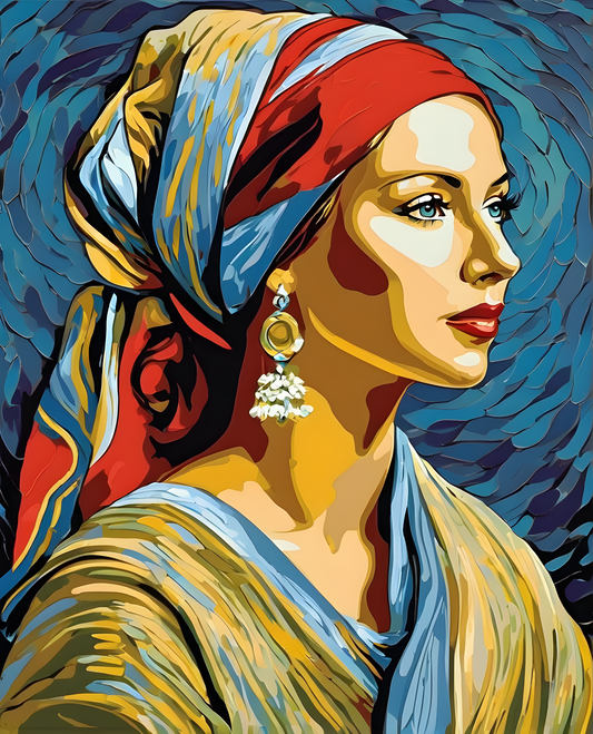 Lady with a Head Scarf PD (9) - Van-Go Paint-By-Number Kit