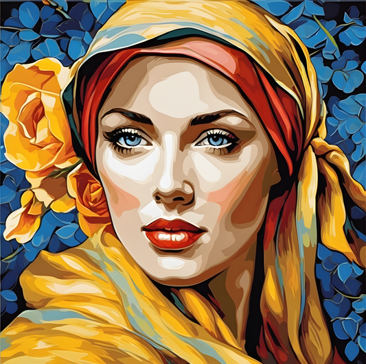 Lady with a Head Scarf PD (10) - Van-Go Paint-By-Number Kit