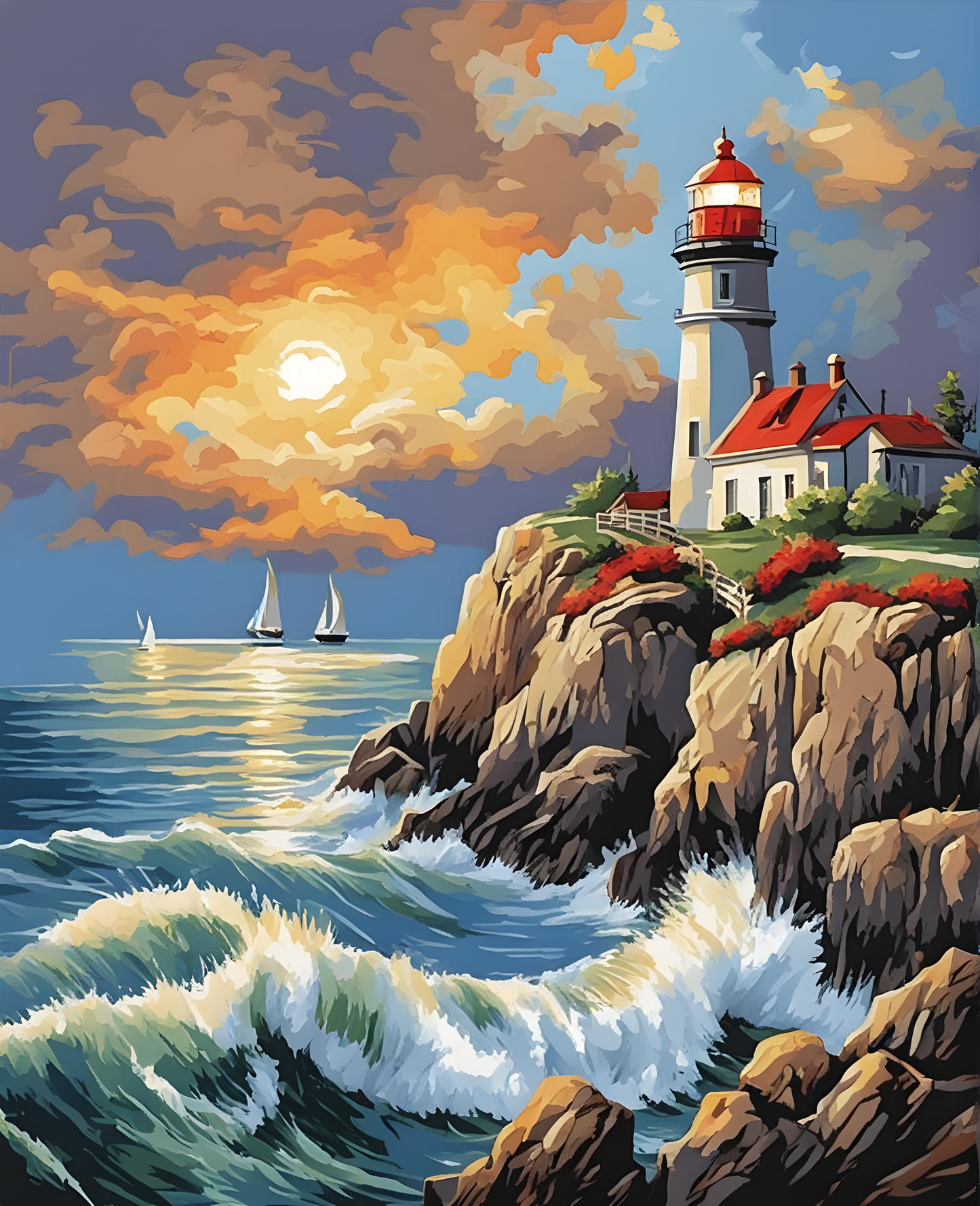 Lighthouse Landscape - Van-Go Paint-By-Number Kit
