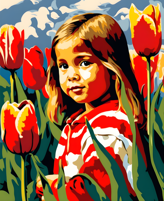 Little Girl with Tulips (1) - Van-Go Paint-By-Number Kit