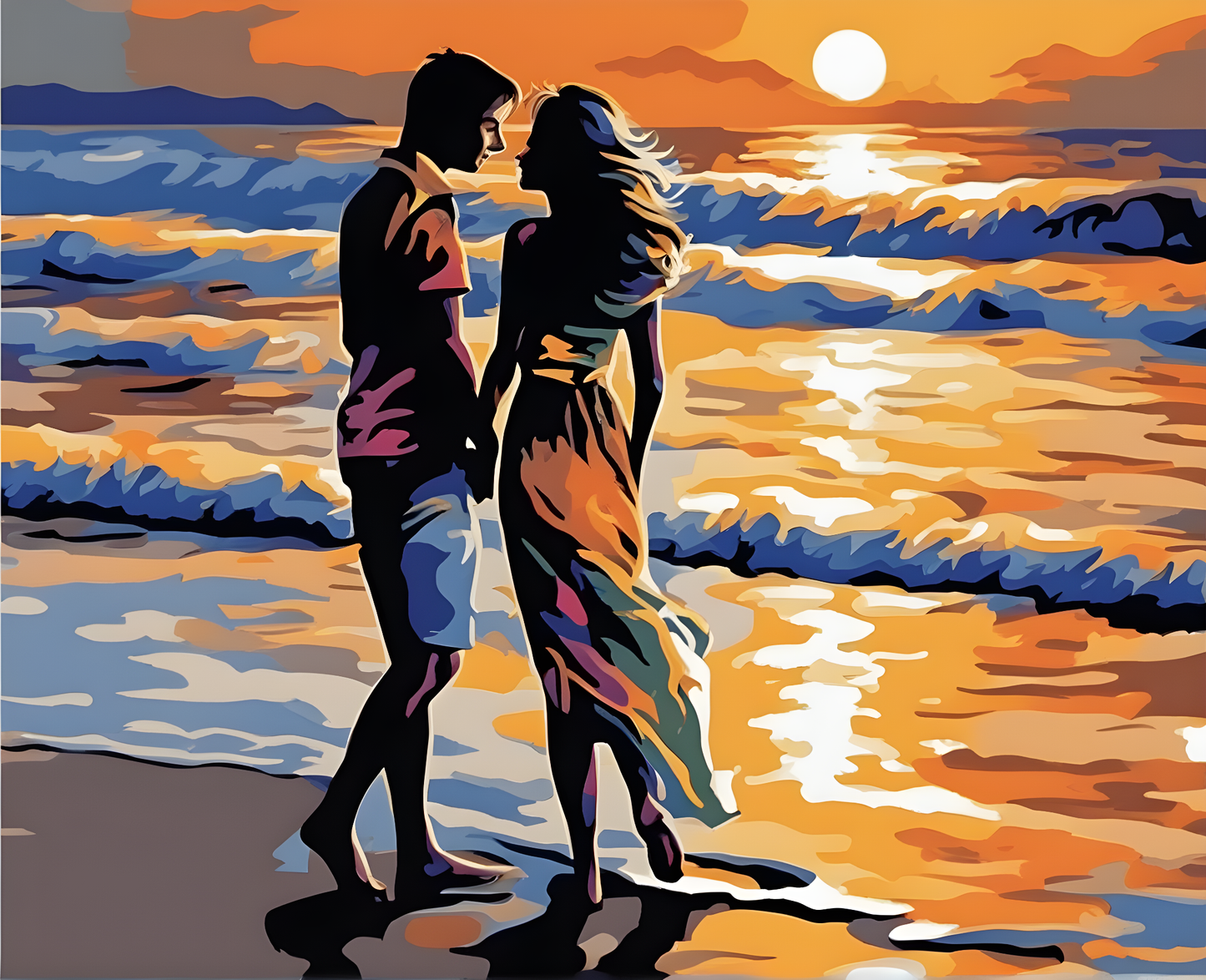 Sunset Collection OD (11) - Lovers in Beach Sunset - Van-Go Paint-By-Number Kit
