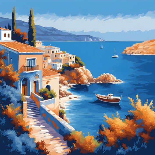 Mediterranean Blue Bay PD (3) - Van-Go Paint-By-Number Kit
