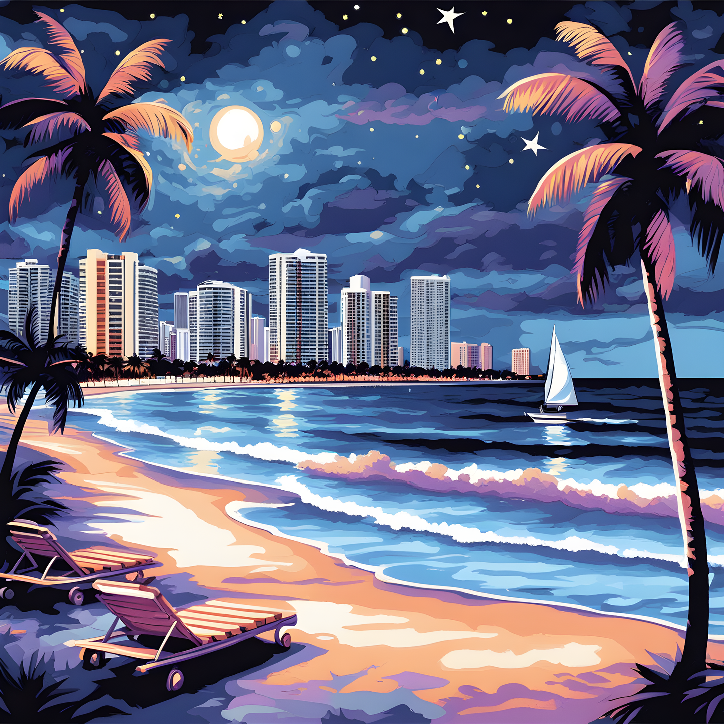 Miami Beach, Florida (6) - at Starry Night - Van-Go Paint-By-Number Kit