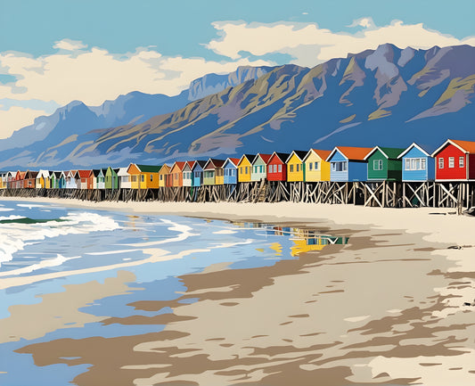 Amazing Places OD (194) - Muizenberg Beach, Cape Town, South Africa - Van-Go Paint-By-Number Kit