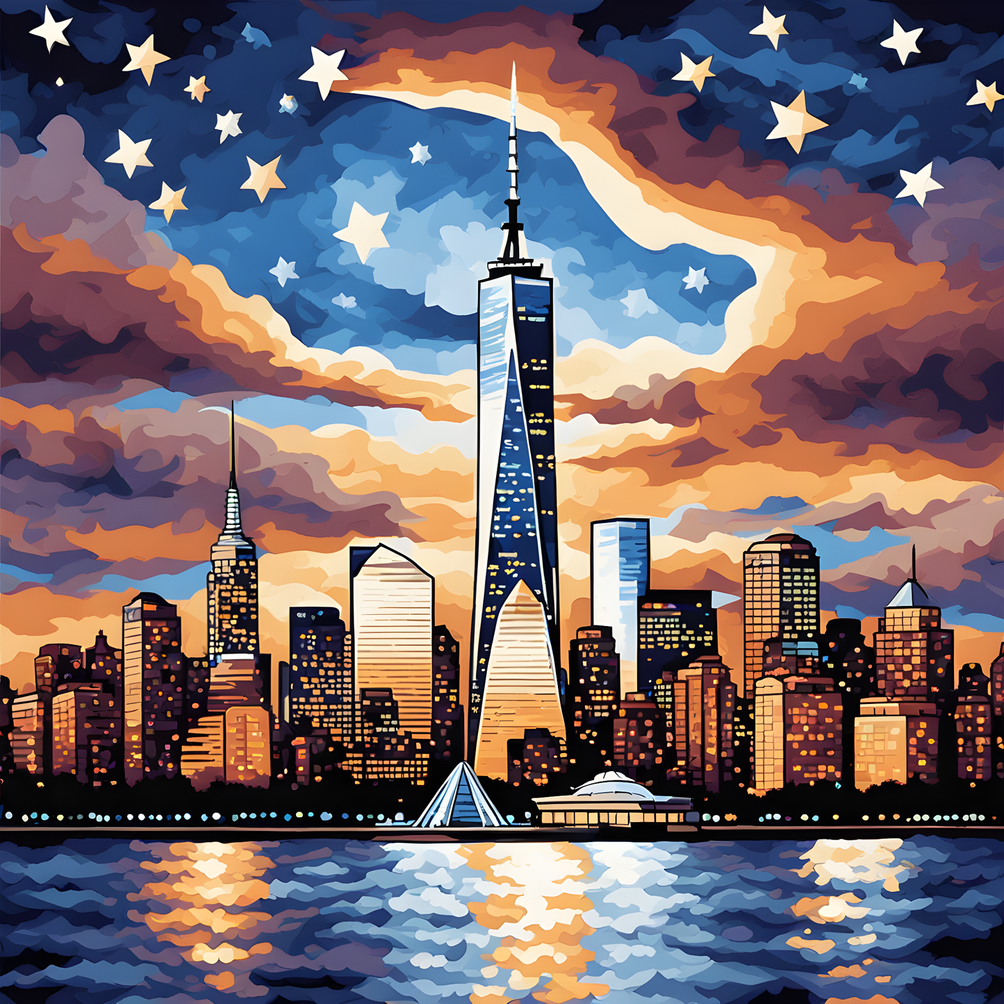 One World Trade Center (3) - at Starry Night - Van-Go Paint-By-Number Kit