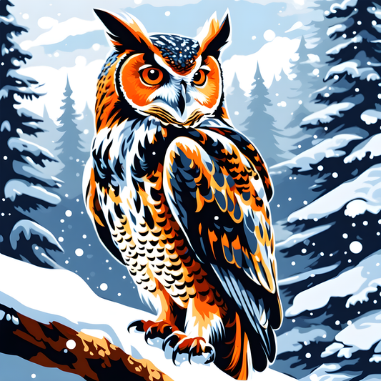 Owls Collection PD (3) - Snowy Night - Van-Go Paint-By-Number Kit