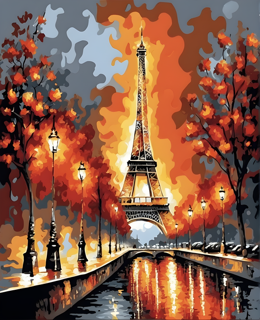 Paris Collection OD (17) - Eiffel Tower Lighted - Van-Go Paint-By-Number Kit