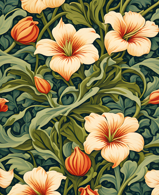 William Morris Style Collection PD (134) - Pimpernel Fabric Pattern - Van-Go Paint-By-Number Kit