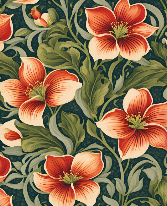 William Morris Style Collection PD (133) - Pimpernel Fabric Pattern - Van-Go Paint-By-Number Kit