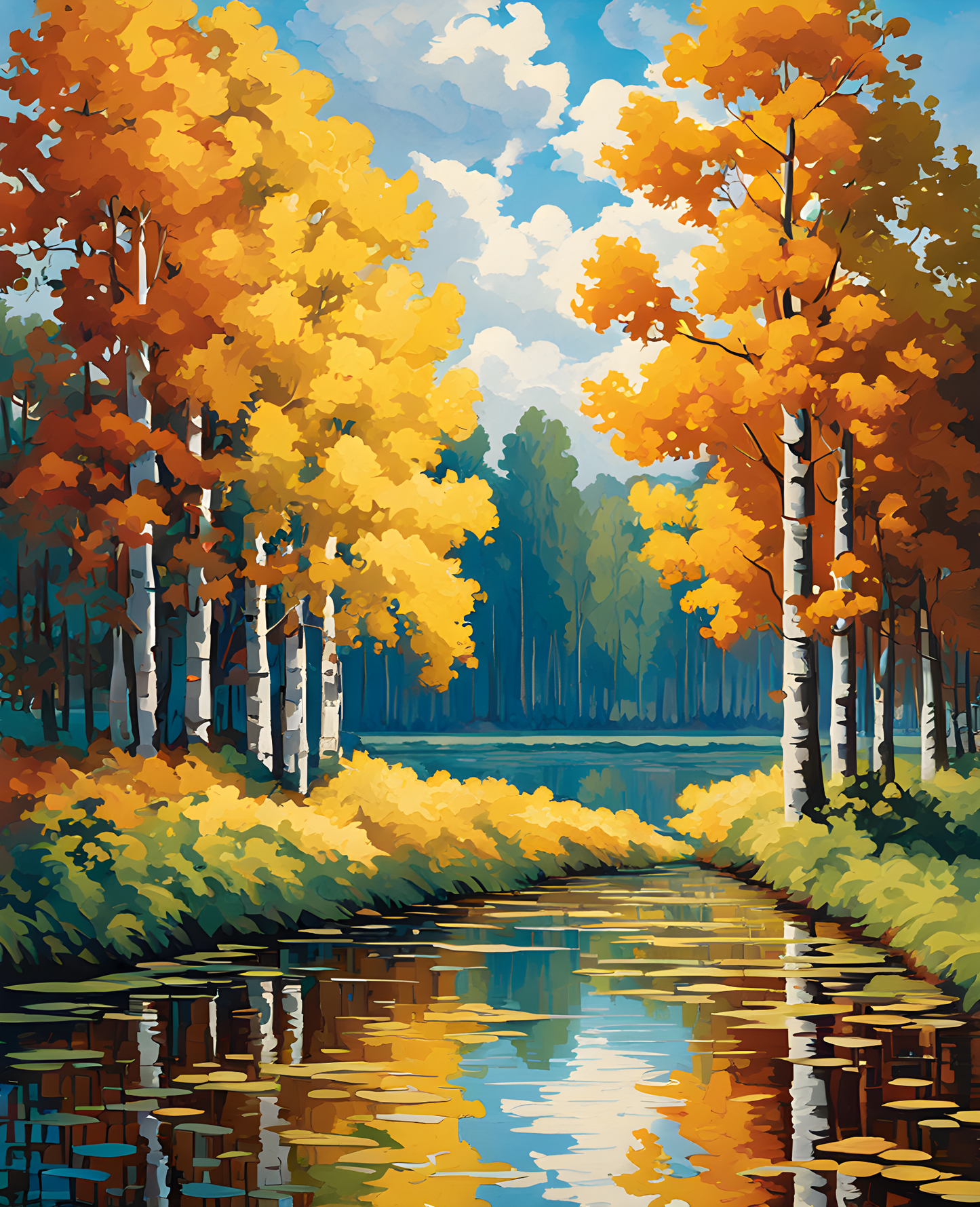 Poplars on Epte PD (1) - Van-Go Paint-By-Number Kit