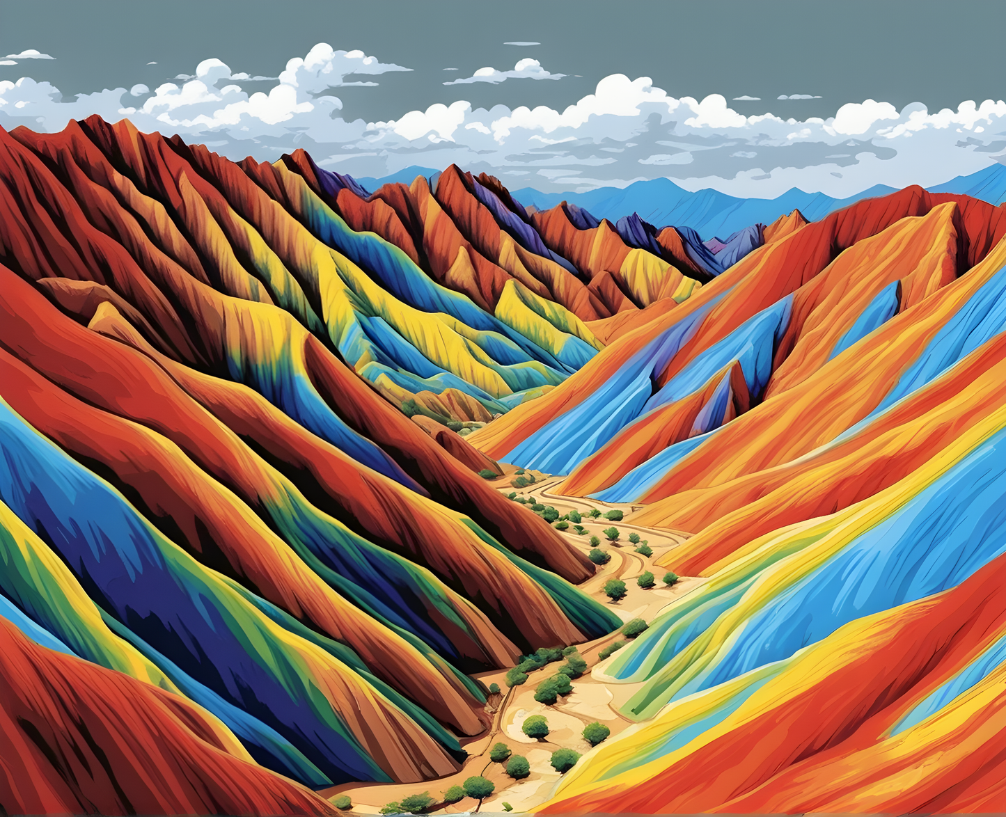 Amazing Places OD (242) - Rainbow Mountains, Zhangye Danxia, China - Van-Go Paint-By-Number Kit