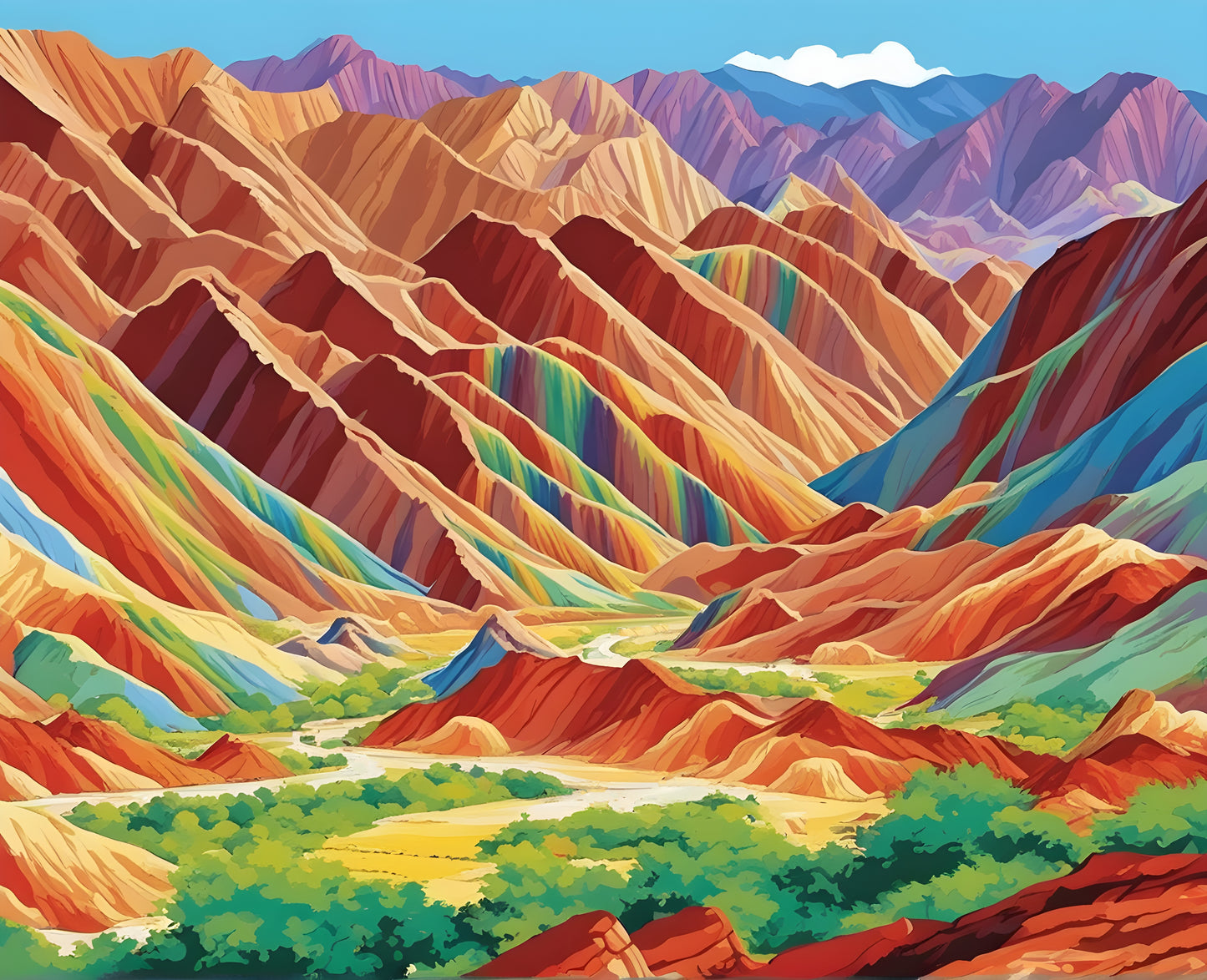 Amazing Places OD (243) - Rainbow Mountains, Zhangye Danxia, China - Van-Go Paint-By-Number Kit