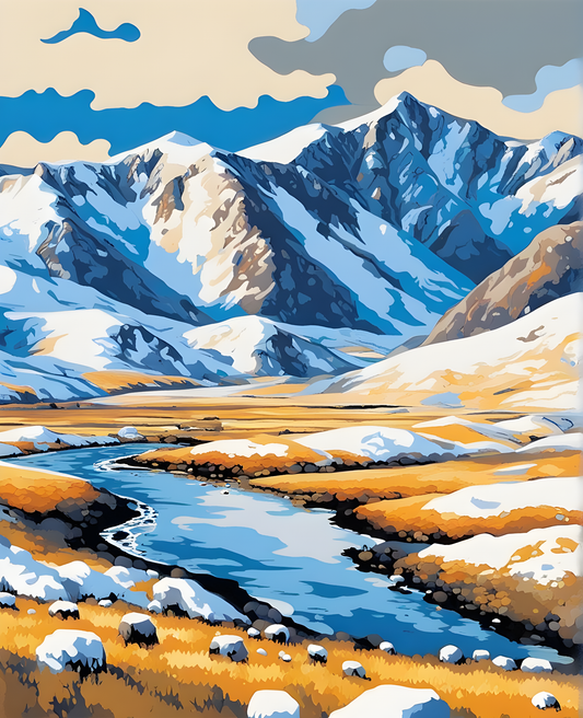 Iceland Collection PD (6) - Rural mountains with snow - Landmannalaugar - Van-Go Paint-By-Number Kit