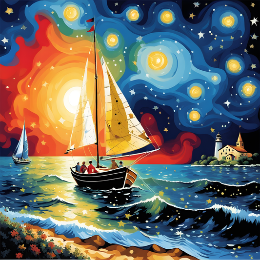 Sailing in a Starry Night (3) - Van-Go Paint-By-Number Kit