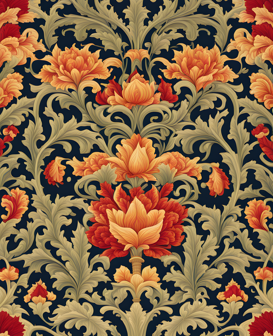 William Morris Style Collection PD (157) - St James Palace Fabric Pattern - Van-Go Paint-By-Number Kit