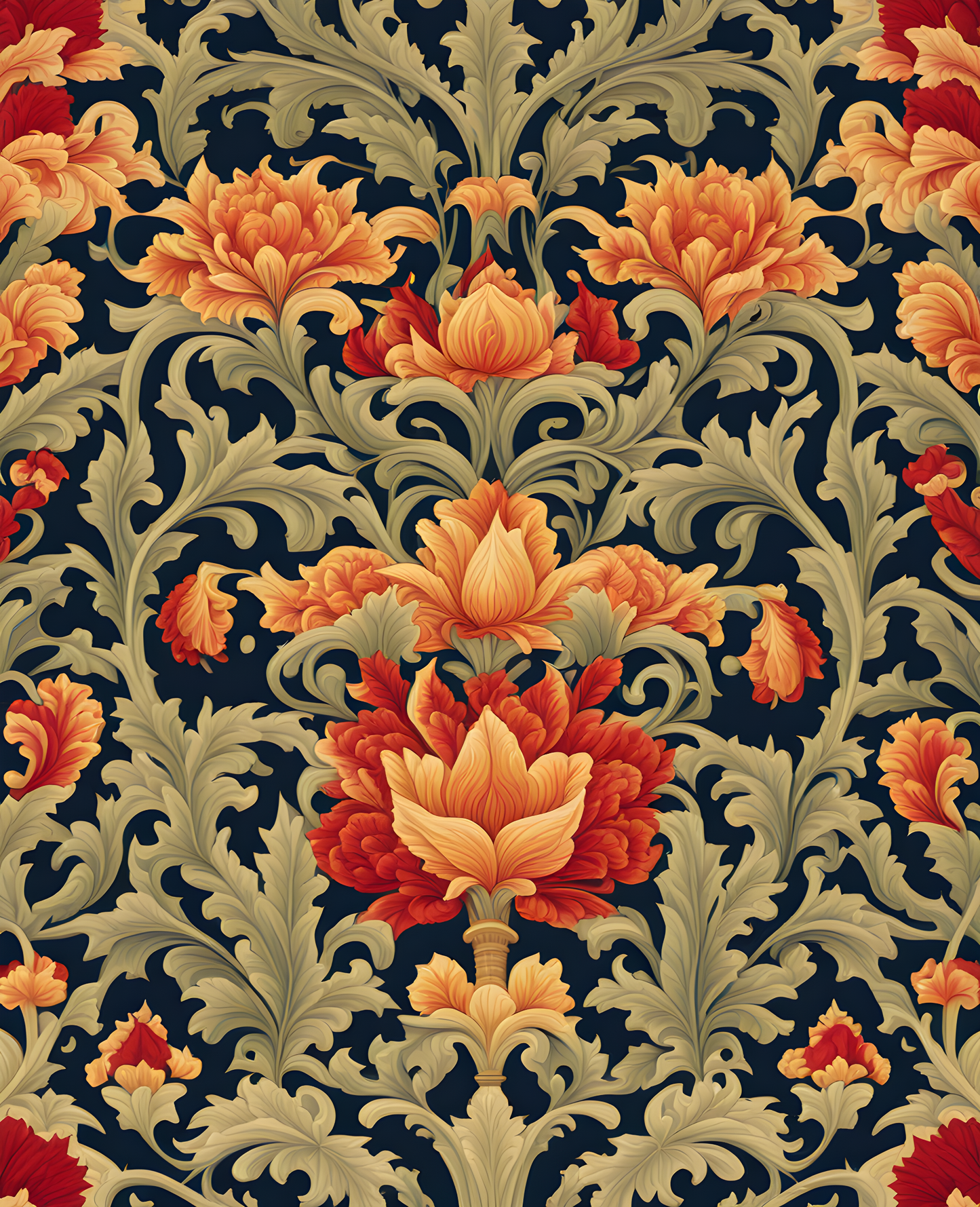 William Morris Style Collection PD (157) - St James Palace Fabric Pattern - Van-Go Paint-By-Number Kit