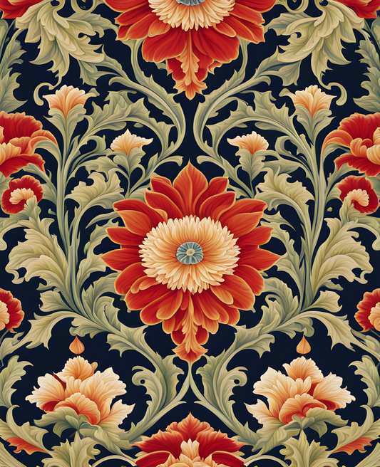 William Morris Style Collection PD (154) - St James Palace Fabric Pattern - Van-Go Paint-By-Number Kit