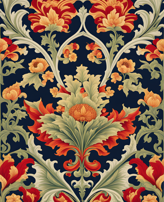 William Morris Style Collection PD (155) - St James Palace Fabric Pattern - Van-Go Paint-By-Number Kit