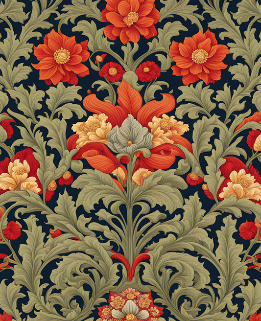 William Morris Style Collection PD (156) - St James Palace Fabric Pattern - Van-Go Paint-By-Number Kit