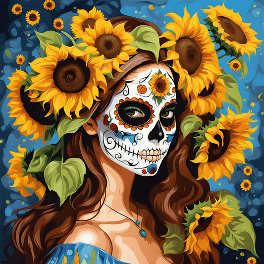 Sunflowers Sugar skull Girl (1) - Van-Go Paint-By-Number