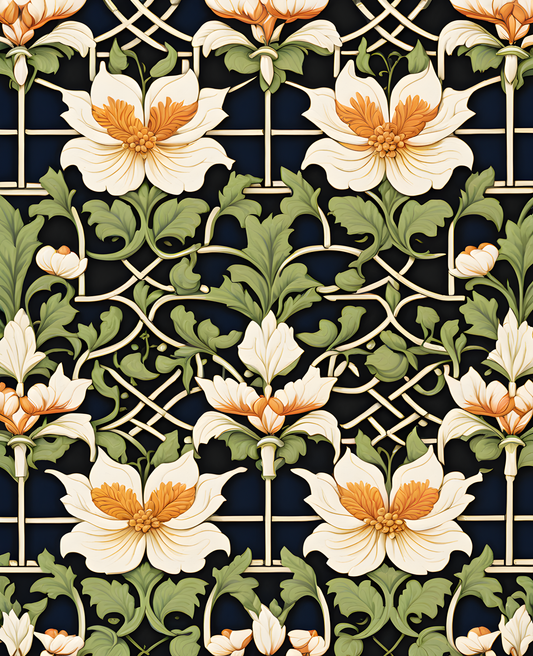 William Morris Style Collection PD (180) - Trellis - Fabric Pattern - Van-Go Paint-By-Number Kit