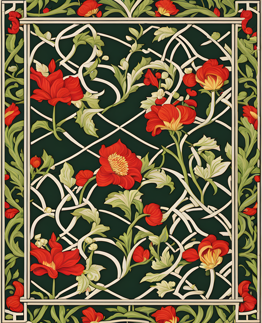William Morris Style Collection PD (178) - Trellis - Fabric Pattern - Van-Go Paint-By-Number Kit