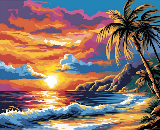 Sunset Collection OD (12) - Tropical Sunset - Van-Go Paint-By-Number Kit