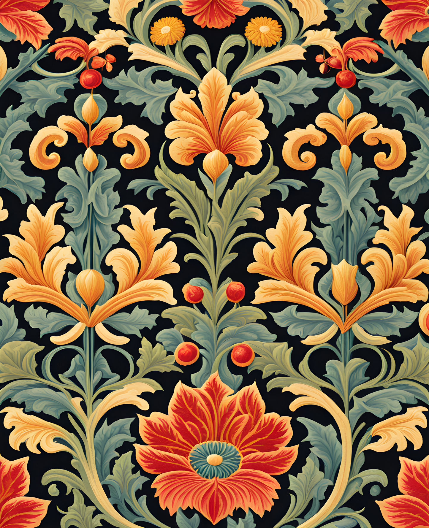 William Morris Style Collection PD (189) - Velvet Broche - Fabric Pattern - Van-Go Paint-By-Number Kit