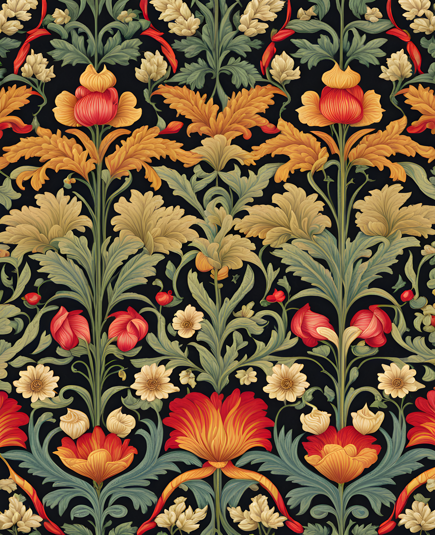 William Morris Style Collection PD (190) - Velvet Broche - Fabric Pattern - Van-Go Paint-By-Number Kit