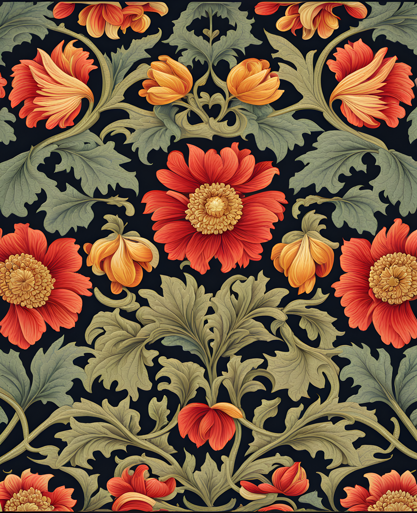 William Morris Style Collection PD (192) - Velvet Broche - Fabric Pattern - Van-Go Paint-By-Number Kit