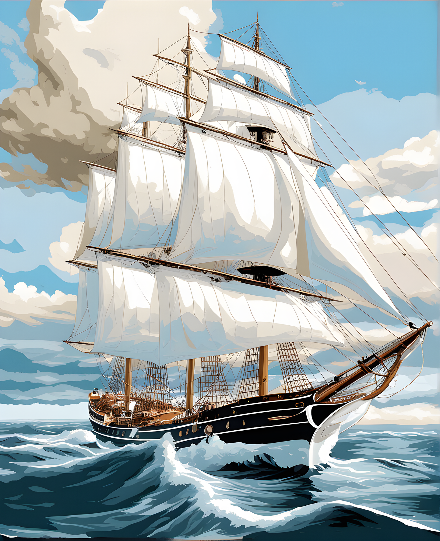 Sailing Ships Collection PD (29) - White Sea Sailing Ship - Van-Go Paint-By-Number Kit