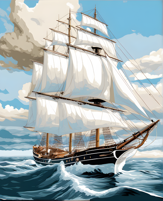 Sailing Ships Collection PD (29) - White Sea Sailing Ship - Van-Go Paint-By-Number Kit