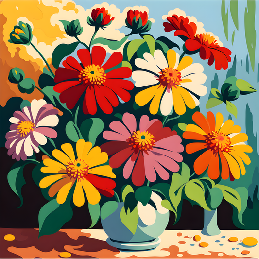 Zinnia Flower - Van-Go Paint-By-Number Kit