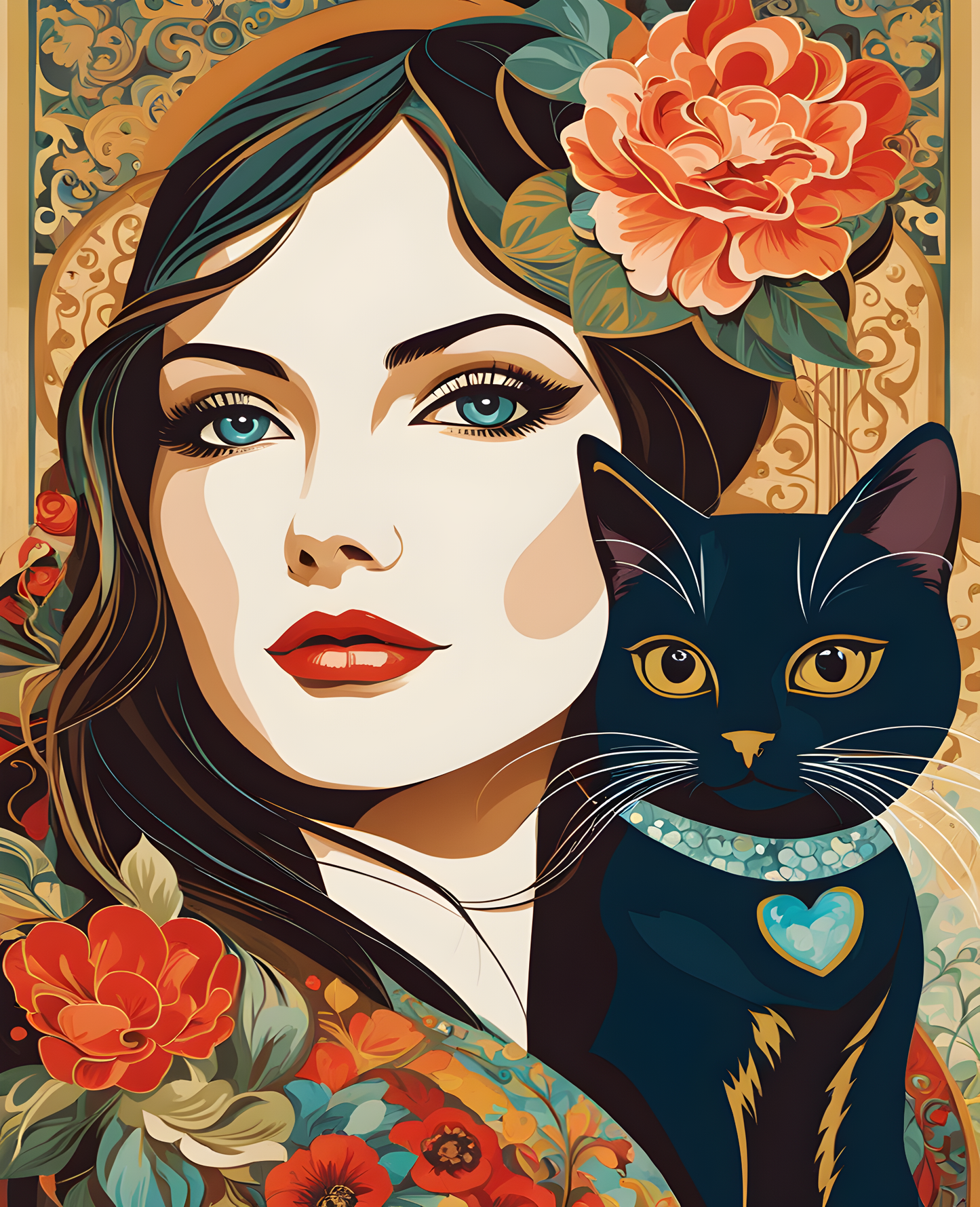 Woman and a Cat (3) - Van-Go Paint-By-Number Kit