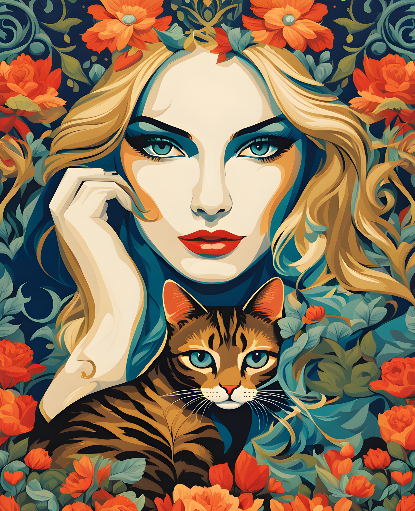 Woman and a Cat (2) - Van-Go Paint-By-Number Kit