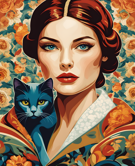 Woman and a Cat (1) - Van-Go Paint-By-Number Kit