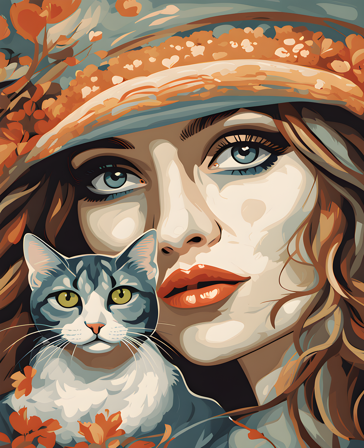 Woman and a Cat (6) - Van-Go Paint-By-Number Kit