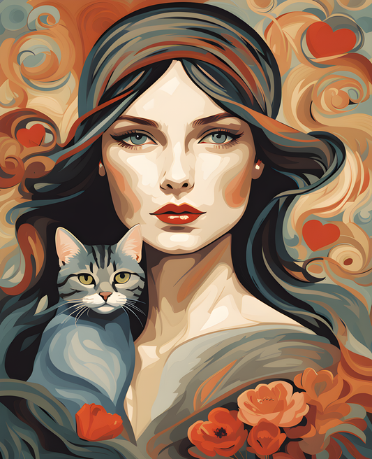 Woman and a Cat (8) - Van-Go Paint-By-Number Kit