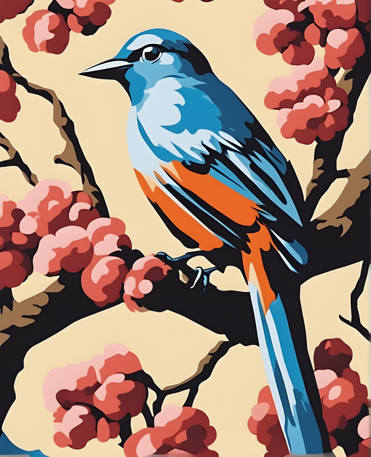 A bird on a branch (PD) - Van-Go Paint-By-Number Kit