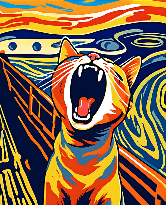 The Cat Scream, Mashup of Edvard Munch (3) - Van-Go Paint-By-Number Kit