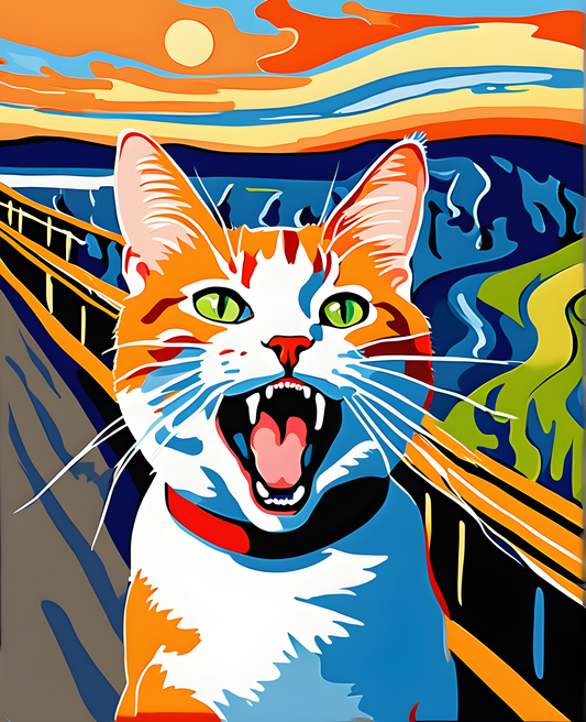 The Cat Scream, Mashup of Edvard Munch (1) - Van-Go Paint-By-Number Kit