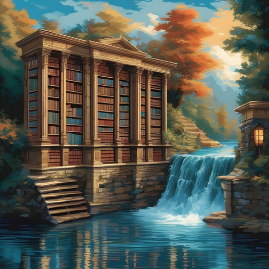 Book Library River Floodgate - Van-Go Paint-By-Number Kit