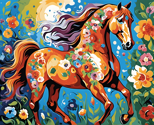 A Floral Horse (2) - Van-Go Paint-By-Number Kit